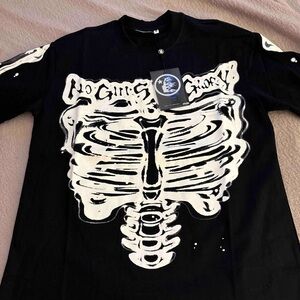 Black Long Sleeve Tee with Skeleton Graphic